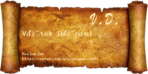 Vétek Dániel névjegykártya
